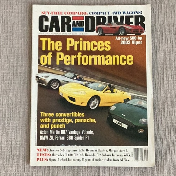🛺 Car and Driver April 2001 Vol. 46 No.10 auto enthusiast magazine. - Picture 1 of 9